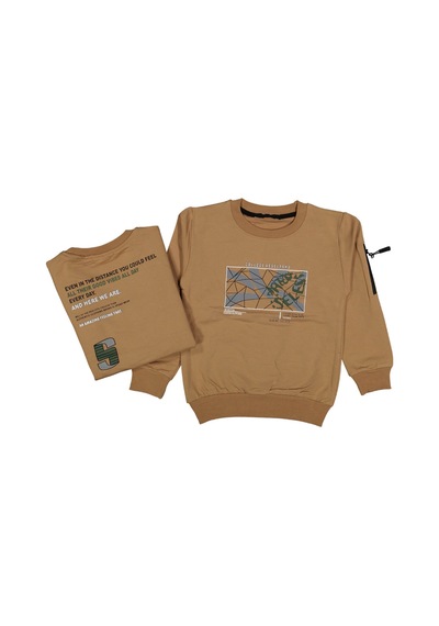 İrem Erkek Çocuk Çift Taraf Baskılı Collage Yazı Desenli Kolu Fermuar Detaylı Açık Kahve Sweatshirt Kahverengi İrem Erkek Çocuk Çift Taraf Baskılı Collage Yazı Desenli Kolu Fermuar Detaylı Açık Kahve Sweatshirt Kahverengi