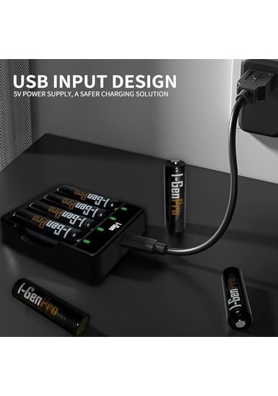 I-gen G429 4&apos Lü Pil Şarj Aleti + 4 Adet Aa Pro 2950 Mah Şarjlı Kalem Pilli Set