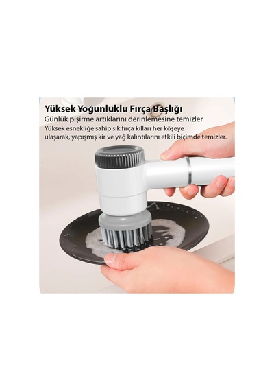 Turbobrush 5 Başlıklı Elektrikli Temizlik Fırçası- 5775 - Karbul5635-9733 Beyaz Beyaz