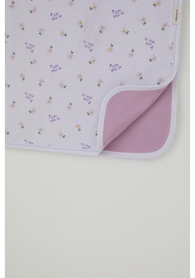 Breeze Yenidoğan Bebek Battaniyesi Çiçek & Yazı Desenli Standart, Beyaz