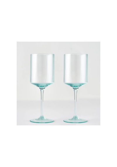 Bella Maison Stripe Kadeh 2'li Yeşil 440 Cc Yeşil