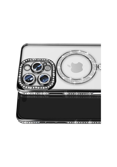 Apple iPhone Uyumlu 16 Pro Max Kılıf Joke Simli Magneticsafe Kılıf Siyah