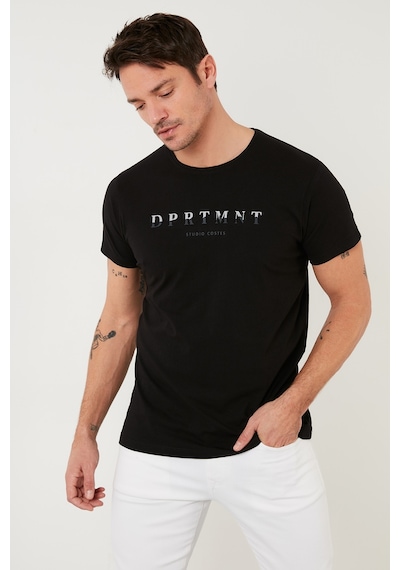 Buratti Baskılı Bisiklet Yaka Pamuklu Slim Fit Erkek T Shirt 541Dprtmnt24 Siyah