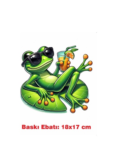 Kurbağa Yaz Temalı Ütü İle Yapışan Tekstil Kumaş Tişört Baskı 3383