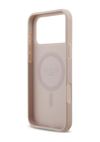 Apple Uyumlu iPhone 17 Pro Max Kılıf Guess Lisanslı M-safeli Yazı Logolu Circle Classic Kapak Pembe Pembe