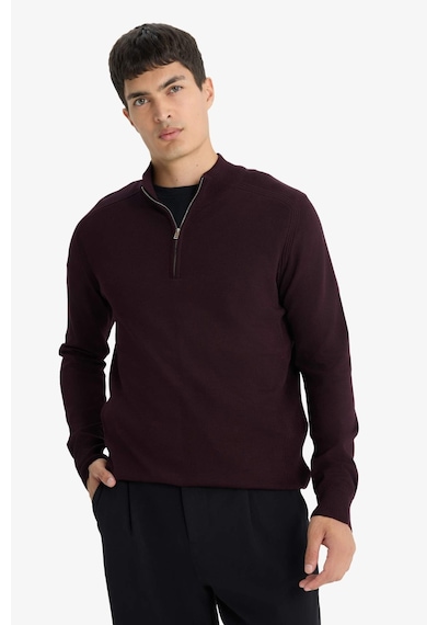 Defacto Standart Fit Yarım Fermuarlı Triko Kazak D0624ax25aubr34 Bordo