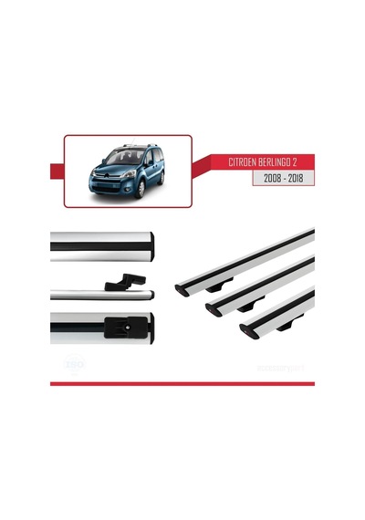 Citroen Berlingo 2008-2018 Arası İle Uyumlu Basic Model Ara Atkı Tavan Barı Gri 3 Adet