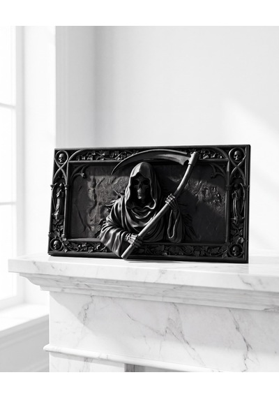 Azrail Duvar Heykeli Grim Reaper 3d Rölyef Tablo Gotik Cadılar Bayramı Mat Siyah 25 Cm Duvar Dekoru Dark Fantasy Severlere Hediye 25cm