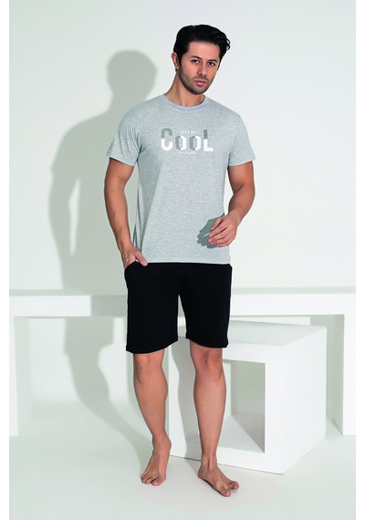Remsa Erkek Şort Tshirt Pijama Takımı 25252 Gri Gri02