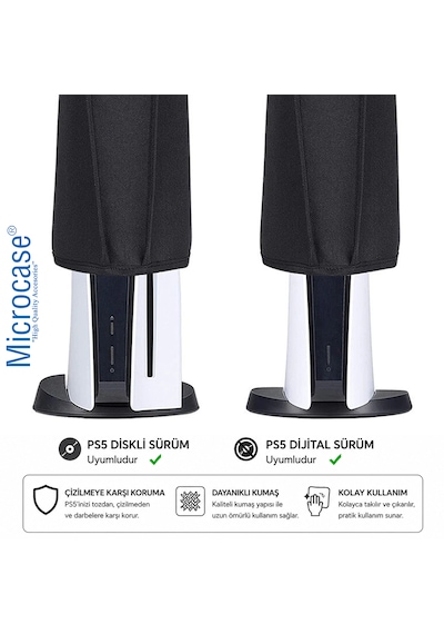 Microcase Ps5 İçin Su Toz Kir Çizik Koruma Kılıfı Al5643 Siyah