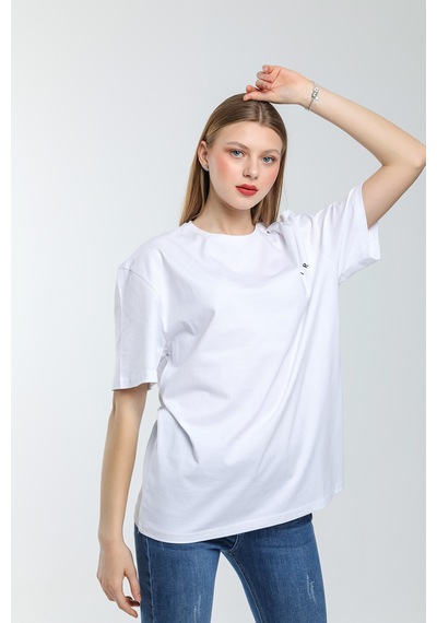 Süperlife Kadın Bisiklet Yaka Regular Fit Baskılı Tişort Spr21yk23 Beyaz Süperlife Kadın Bisiklet Yaka Regular Fit Baskılı Tişort Spr21yk23 Beyaz