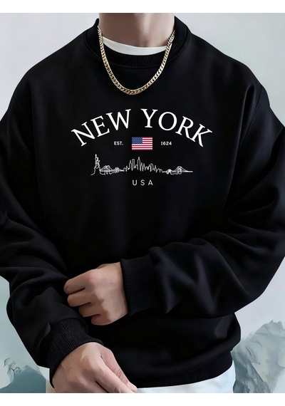 Startmore Startmorenew York Abd Baskılı Kapüşonlular Erkek Moda Temelleri Tişörtü Spor Günlük Üstler Sokak Sıcak Siyah