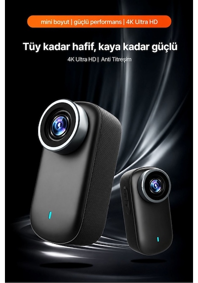 Mini 4k Ultra Hd Wi-fi Aksiyon Kamerası Ip65 Su Dayanıklı Geniş Açı - Yedek Başlıklar Siyah