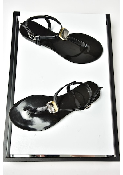 Fox Shoess272095209 Siyah Parmak Arası Kadın Sandalet Siyah