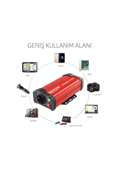 Kbn600 12v/220v 600watt Modifiye Sinüs Dönüştürücü İnvertör Standart