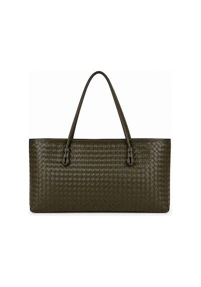 Nura Collection Kadın Örgü Desenli Tote Omuz Çantası - Haki - 895066122 Haki