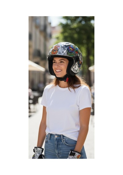 Sway Sw 765 Beyaz Bahçe Güneş Gözlüklü Yarım Motosiklet & Scooter Kask Aynalı Vizör