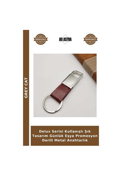 Delux Serisi Kullanışlı Şık Tasarım Günlük Eşya Promosyon Derili Metal Anahtarlık
