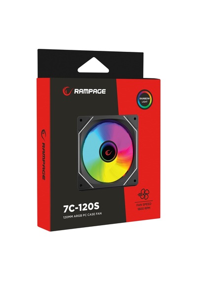 Tr Rampage 7c-120s 120 120 25mm Double Ring Aynalı Argb Siyah Kasa Fanı Fan Hızı Rpm 800-1800 Rpm.hava Akış Genel