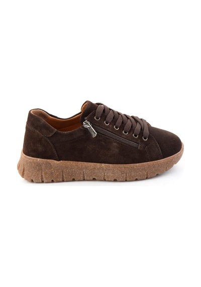 Bambi Bej Süet Hakiki Deri Kadın Sneaker K01331200302