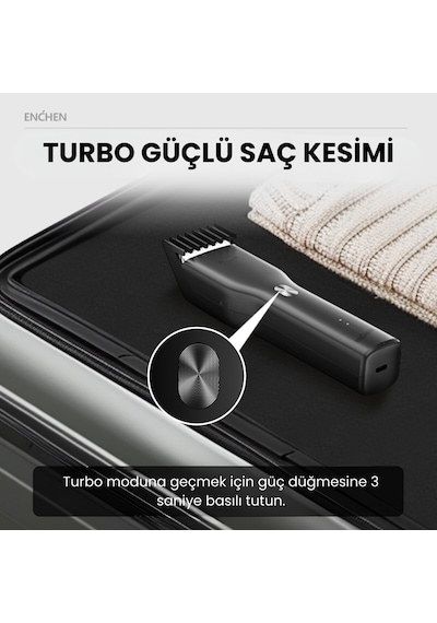 Enchen Boost Siyah Taşınabilir Şarjlı Saç Kesim Makinesi
