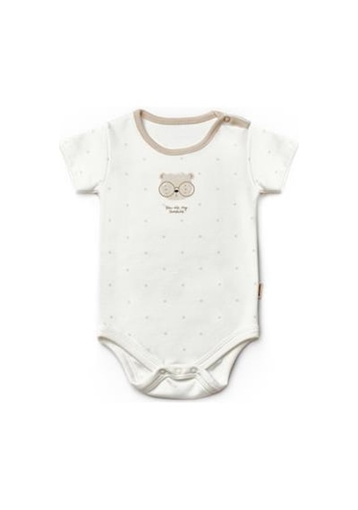 BabyCosy Organic Wear Bebek 3'lü Kısa Kol Body, %100 Organik Pamuk, Bebek Ve Yenidoğan Serisi -csy8121 Ekru