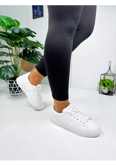 Günlük Kadın Sneaker Bağcıklı Yıldız Detaylı Tırtıklı Taban Oval Burunlu Rahat Spor Ayakkabı 602 Beyaz Günlük Kadın Sneaker Bağcıklı Yıldız Detaylı Tırtıklı Taban Oval Burunlu Rahat Spor Ayakkabı 602 Beyaz