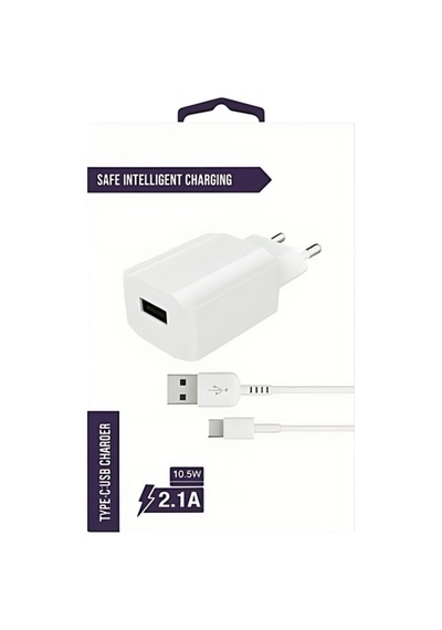 Type-c 10.5w 2.1a Şarj Aleti - Beyaz- Tek Ebat