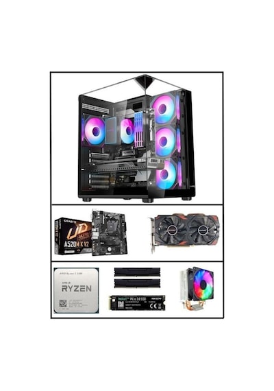 Ramtech SUPAPLEX R5-5500 16 GB 512 GB M2 SSD 8 GB RX580 Free Dos Masaüstü Oyuncu Bilgisayarı