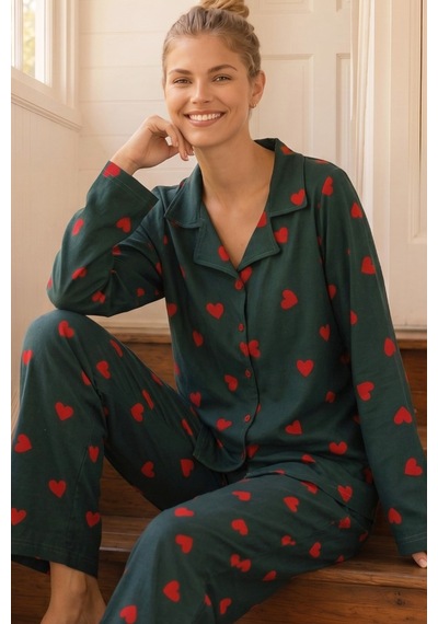 Siyah İnci Desenli Termal Kumaşlı Ultra Soft Yumuşak Düğmeli Örme Pijama Takımı 26226105 Yeşil Siyah İnci Desenli Termal Kumaşlı Ultra Soft Yumuşak Düğmeli Örme Pijama Takımı 26226105 Yeşil