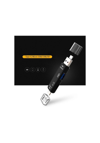 Smart Otg 3in1 Type-c Ve Micro Usb Tf Card Reader Otg- 5775 Renkli