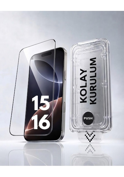 Sapphıre Cam,kolay Uygulama Set İphone 15,16 İle Tam Uyumlu Extra Hd,safir Cam,otomatik Aparat Seti,ahize Korumalı,tam Kaplayan, İnce Çerçeve,iphone Ekran Koruyucu