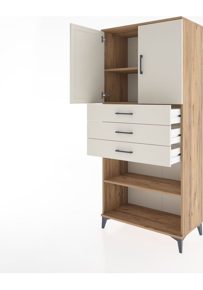 Hyperion Dolap 3 Raflı 3 Çekmeceli 2 Kapaklı 88x44x195 Çam-aytaşı Atlas Çam
