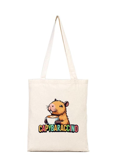 Kapibara Cappuccino Tasarım Bez Çanta Çok Renkli