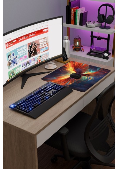 Anka Kuşu Kaymaz Dikişli Kauçuk Oyuncu Mousepad V3 - 48x40 Xl Gaming Mouse Pad Fare Altlığı