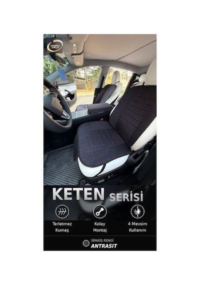 Fiat Egea Cross 2020-2026 Ön Ve Arka Koltuk Terletmez Dolgulu Keten Koltuk Minder / Kılıf Set Antrasit