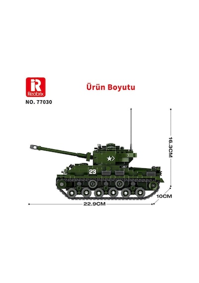 Reobrix 77030 World Of Tanks M4 Sherman Tank M4a3e8 Yaratıcı Yapı Blok Seti Building Blocks - 836 Parça