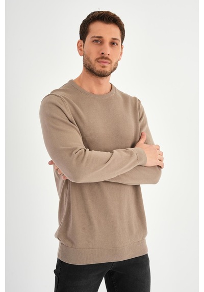 Alexander Gardi Alexandergardı Bisiklet Yaka Regular Fit Kazak E24-eze-03 Vizon