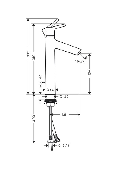 Hansgrohe Talis S Tek Kollu Lavabo Bataryası 190 MM Kumandalı Krom 72031000
