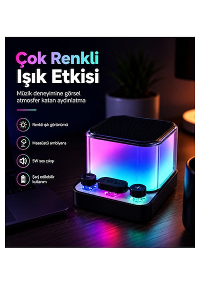 Mini Bluetooth Hoparlör Rgb Işıklı 5w Tws Fm Radyo Micro Sd Kart Destekli Şarjlı Ses Bombası Henüz Yorum Yazılmamış.