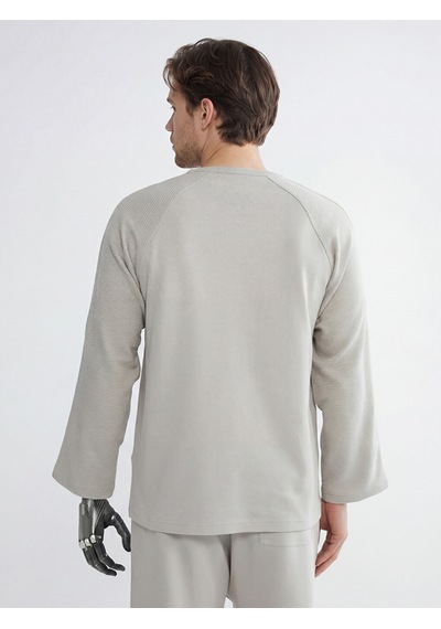 Lcw Limitless Bej Kolay Giyilebilir Yanlardan Cırt Bantlı Erkek Sweatshirt