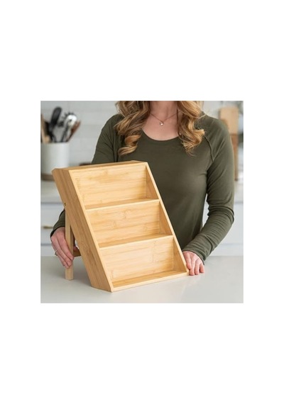 3 Katlı Bambu Baharat Standı, Çekmece İçi Düzenleyici Organizer 7009