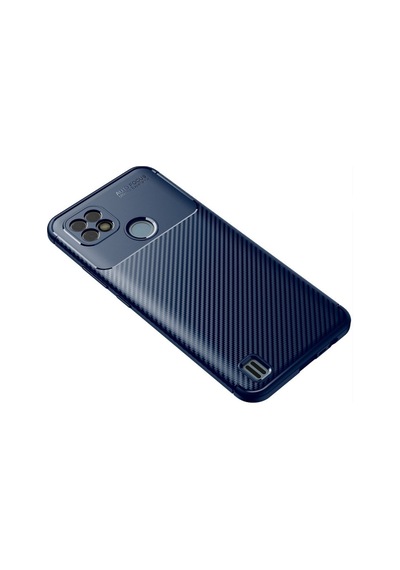 Realme C21 Uyumlu Kılıf Auto Focus Karbon Kapak - Lacivert