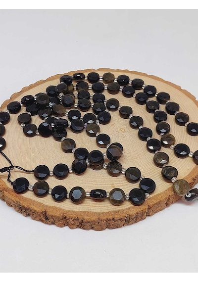 Golden Obsidyen Taşı 5.5x9.5mm Yarım Dizi 49906 18cm Uzunluğundadır Çok Renkli
