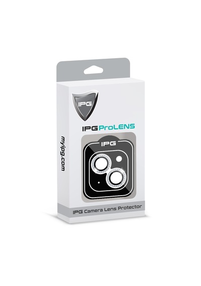 Apple Uyumlu iPhone 14 / 14 Plus İçin Ipg Kamera Lens Koruyucu - Taşlı - Gümüş