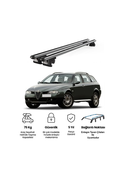 Venüs Alfa Romeo 156 Crosswagon T932 2004-2007 Uyumlu Gri Ara Atkı Port Bagaj Tavan Barı