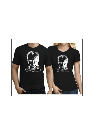 Atatürk Baskılı Siyah Tişört Unisex