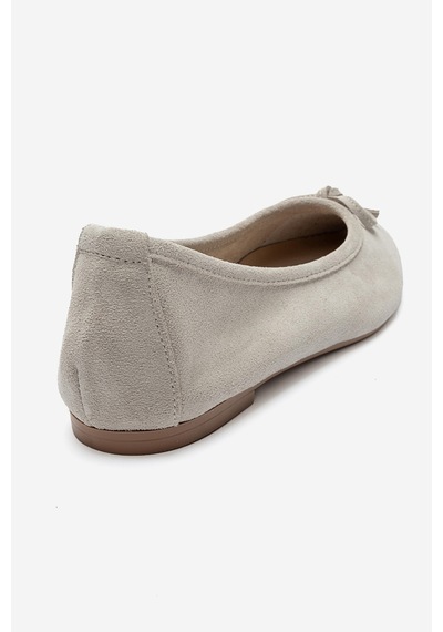 Luvishoes Umıel Bej Süet Hakiki Deri Fiyonklu Kadın Babet Ayakkabı