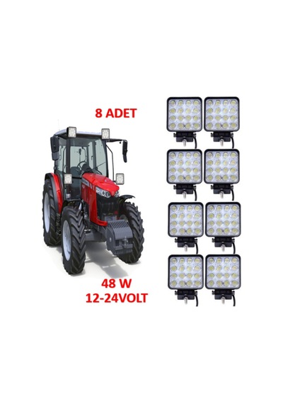 8 Adet Off Road Beyaz Işık Sis Farı Lambası 16 Led Kare 12-24v 48