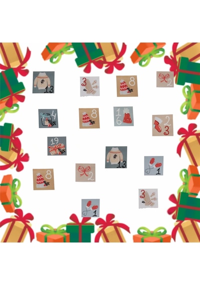 Yılbaşı Advent Takvimi Sticker Seti- 24 Adet Çıkartma, Yeniyıl He